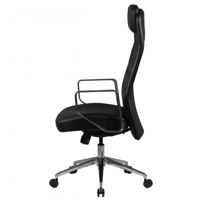 Sillón de diseño DIXON, exclusivo, en piel natural color negro