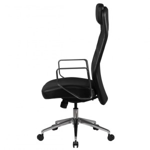 Sillón de diseño DIXON, exclusivo, en piel natural color negro