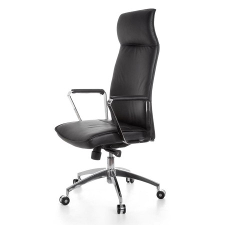 Sillón de oficina DRAKO, en piel genuina color negro 2