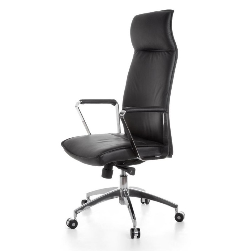 Sillón de oficina DRAKO, en piel genuina color negro
