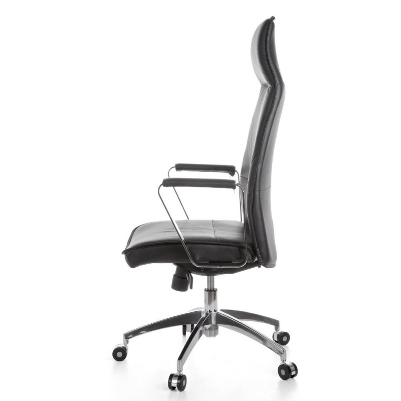 Sillón de oficina DRAKO, en piel genuina color negro