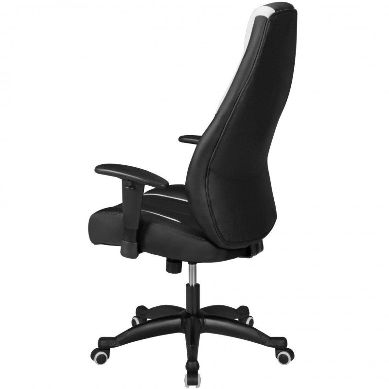 Sillón de oficina URKO, reclinable, brazos ajustables, en piel color negro/blanco