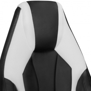 Sillón de oficina URKO, reclinable, brazos ajustables, en piel color negro/blanco