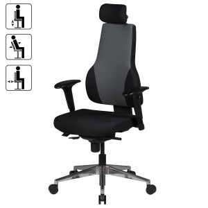 Silla ergonómica ULISES PRO, 100% ajustable, con reposacabezas, en negro