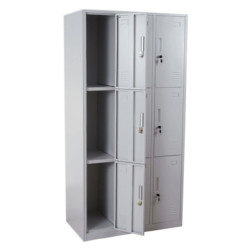 Taquilla metálica EVELIN, 180x90x50 cm, en acero gris