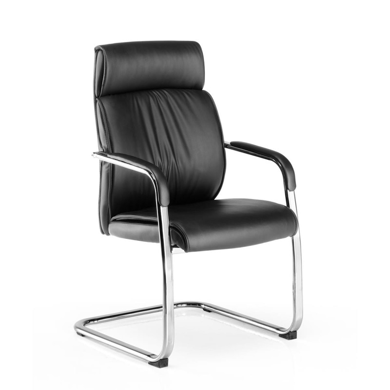 Sillón de confidente DALI V, espectacular diseño, en piel negra