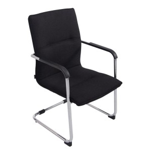 Silla de confidente GOLIAT TELA, estructura metálica, gran acolchado y elegante diseño en tela color negro