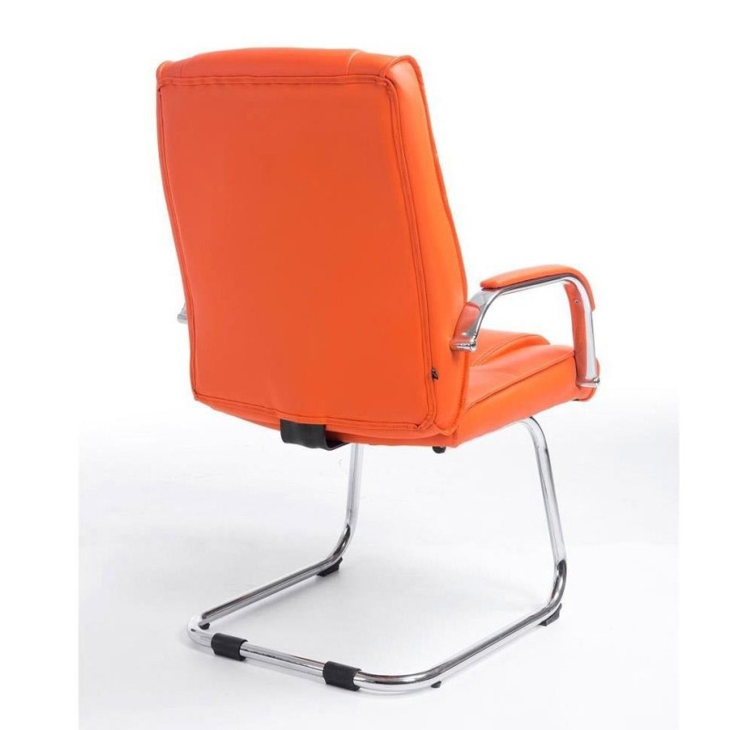 Silla de confidente DENVER, estructura metálica, en piel color negro