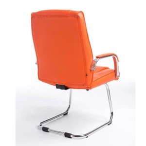 Silla de confidente DENVER, estructura metálica, en piel color negro