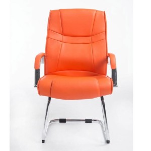 Silla de confidente DENVER, estructura metálica, en piel color negro