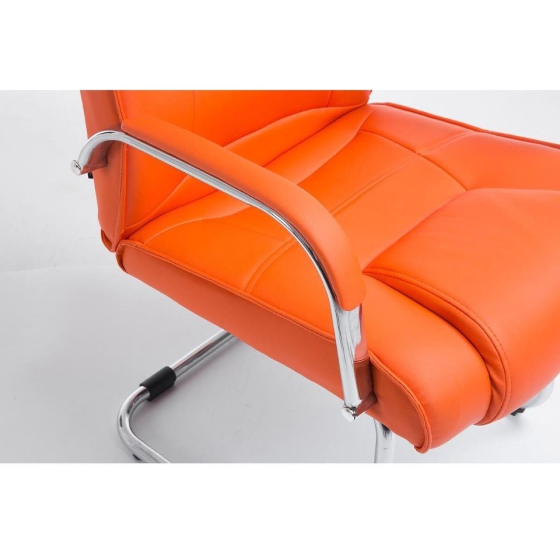 Silla de confidente DENVER, estructura metálica, en piel color negro