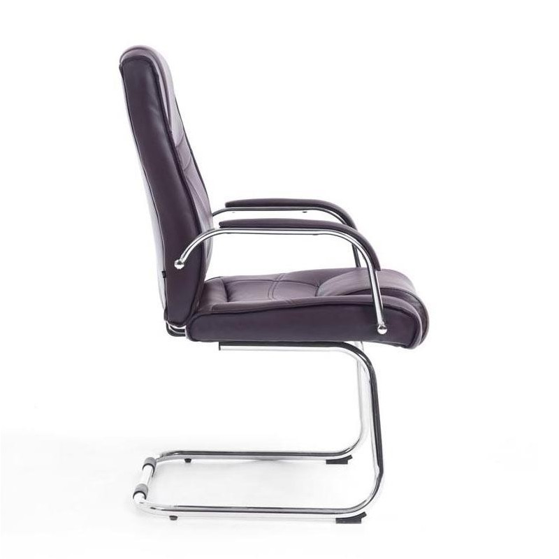 Silla de confidente DENVER, estructura metálica, en piel color negro