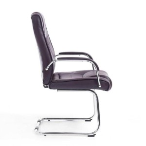 Silla de confidente DENVER, estructura metálica, en piel color negro