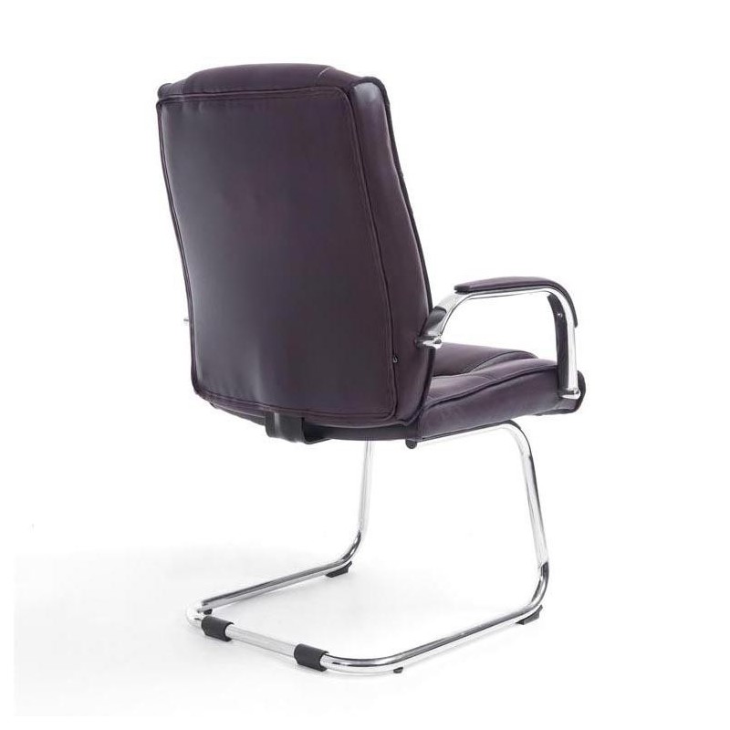 Silla de confidente DENVER, estructura metálica, en piel color negro