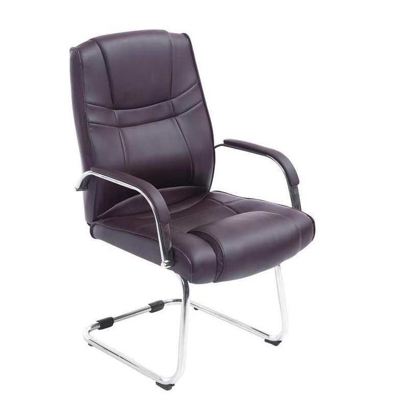 Silla de confidente DENVER, estructura metálica, en piel color negro