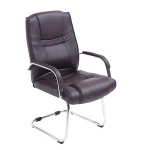 Silla de confidente DENVER, estructura metálica, en piel color negro