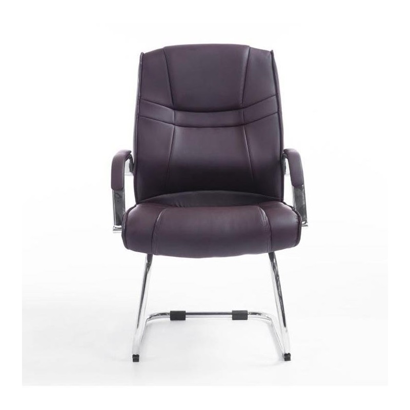 Silla de confidente DENVER, estructura metálica, en piel color negro