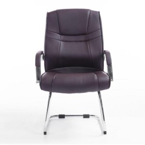 Silla de confidente DENVER, estructura metálica, en piel color negro