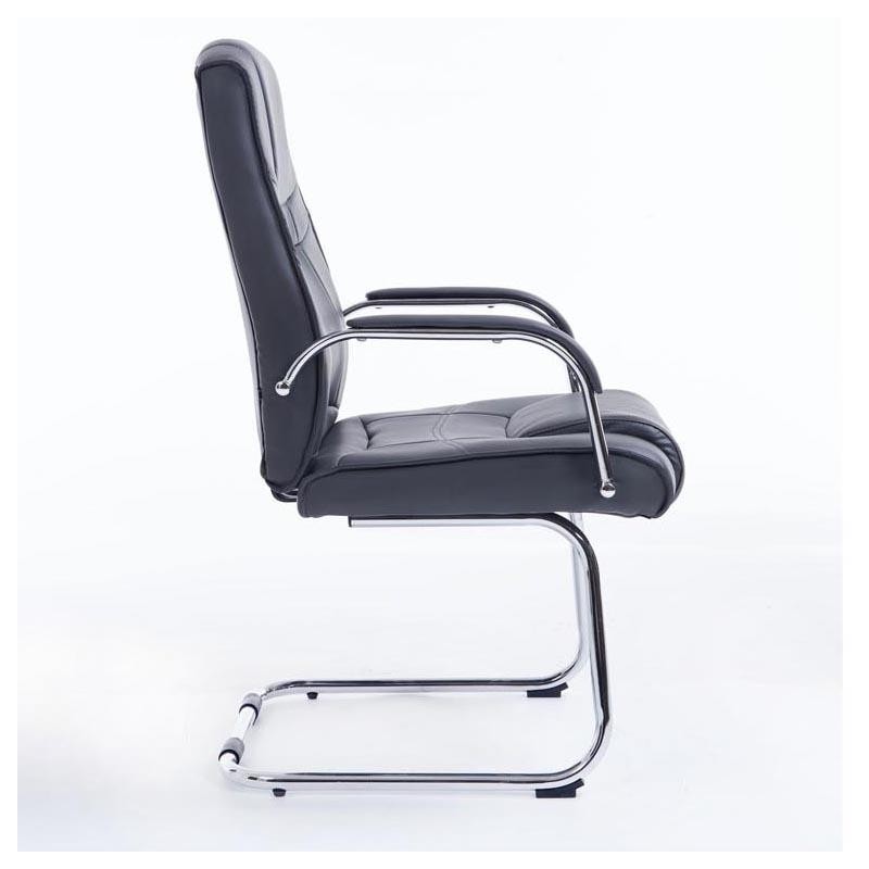 Silla de confidente DENVER, estructura metálica, en piel color negro