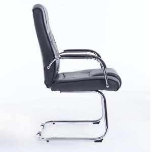 Silla de confidente DENVER, estructura metálica, en piel color negro