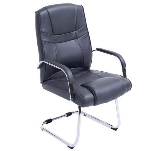 Silla de confidente DENVER, estructura metálica, en piel color negro