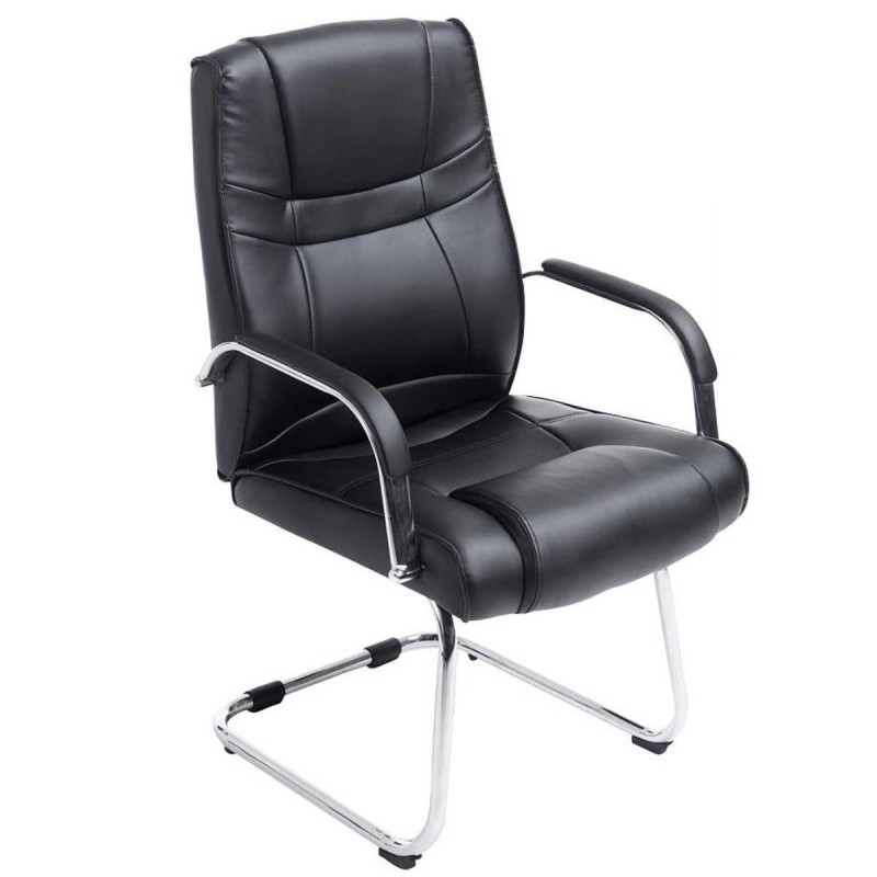 Silla de confidente DENVER, estructura metálica, en piel color negro