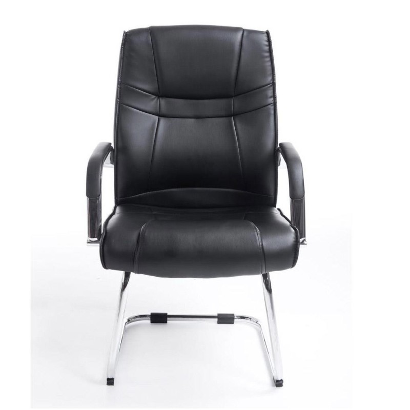 Silla de confidente DENVER, estructura metálica, en piel color negro