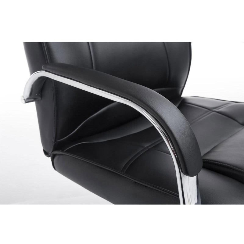 Silla de confidente DENVER, estructura metálica, en piel color negro