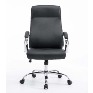 Sillón de oficina ZURIGO, tapizado en piel color negro