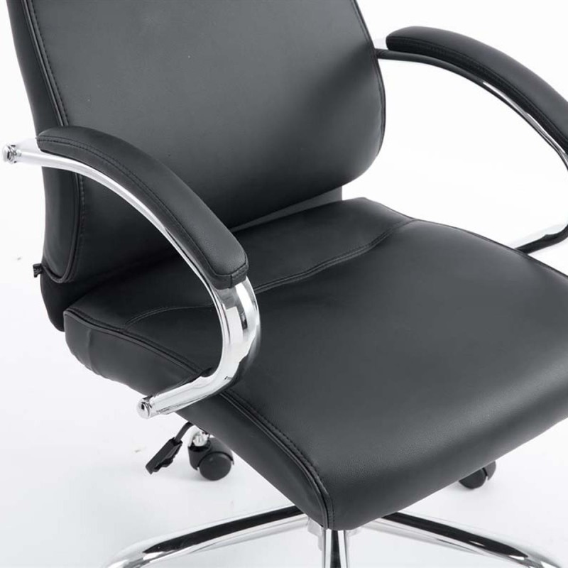 Sillón de oficina ZURIGO, tapizado en piel color negro