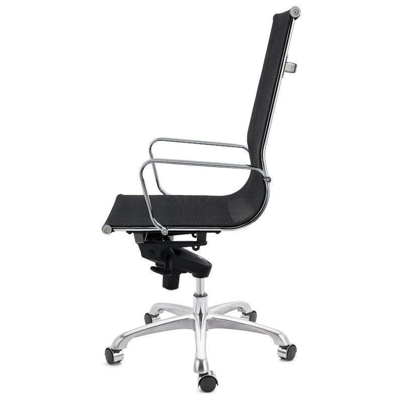 Silla de oficina DOMI, estructura cromada, en malla negra