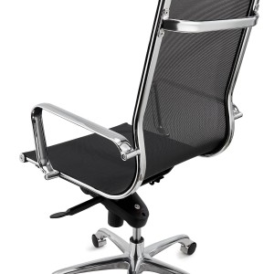 Silla de oficina DOMI, estructura cromada, en malla negra