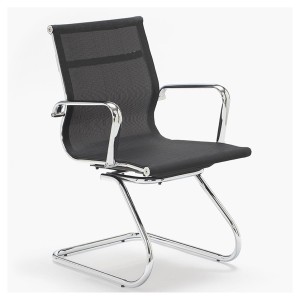 Silla de confidente DOMI, estructura cromada, en malla negra