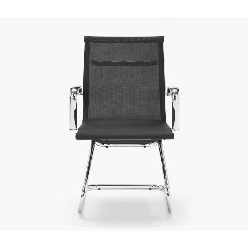 Silla de confidente DOMI, estructura cromada, en malla negra
