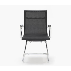 Silla de confidente DOMI, estructura cromada, en malla negra