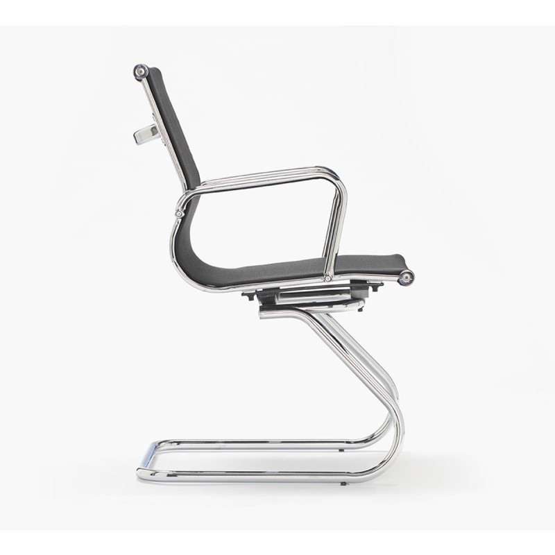 Silla de confidente DOMI, estructura cromada, en malla negra