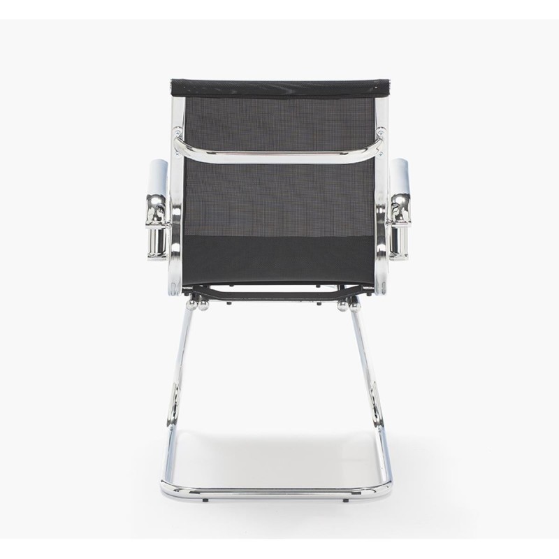 Silla de confidente DOMI, estructura cromada, en malla negra