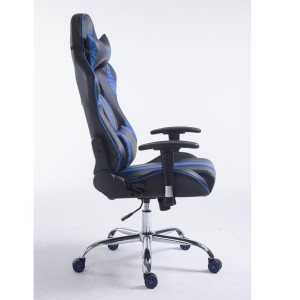 Silla gaming LOGAN, reclinable, con cojines, en piel color negro/blanco