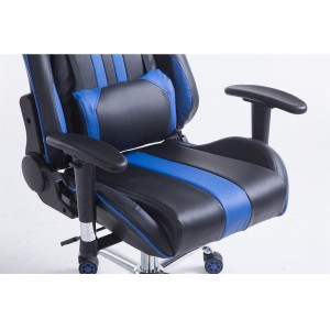 Silla gaming LOGAN, reclinable, con cojines, en piel color negro/blanco