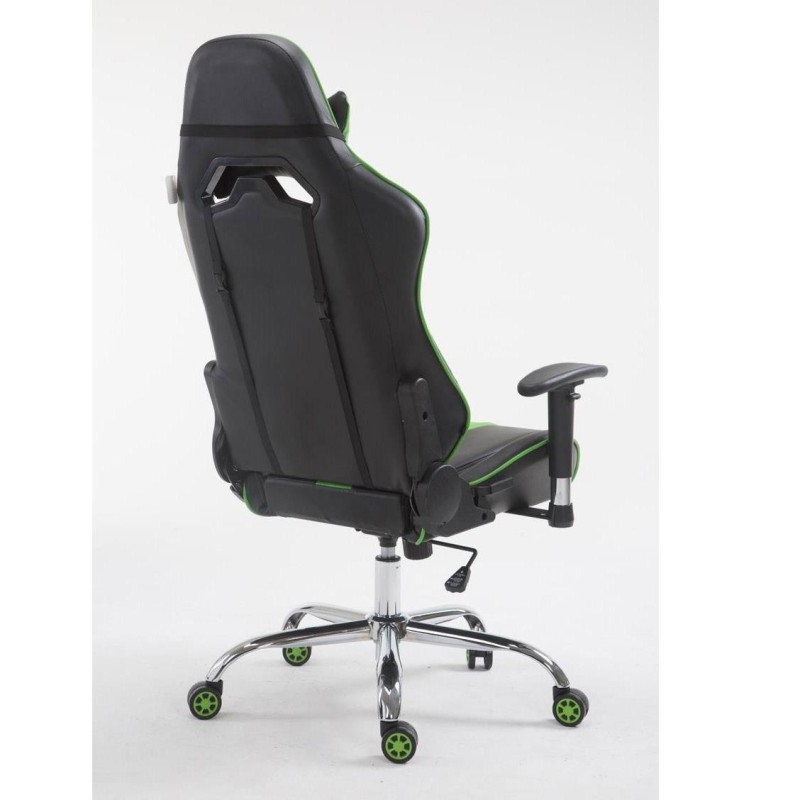 Silla gaming LOGAN, reclinable, con cojines, en piel color negro/blanco