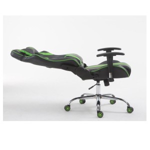 Silla gaming LOGAN, reclinable, con cojines, en piel color negro/blanco