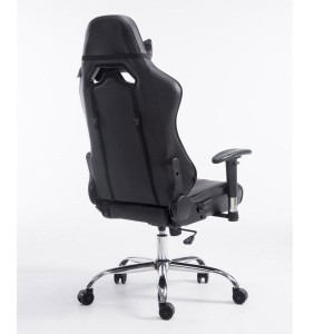 Silla gaming LOGAN, reclinable, con cojines, en piel color negro/blanco