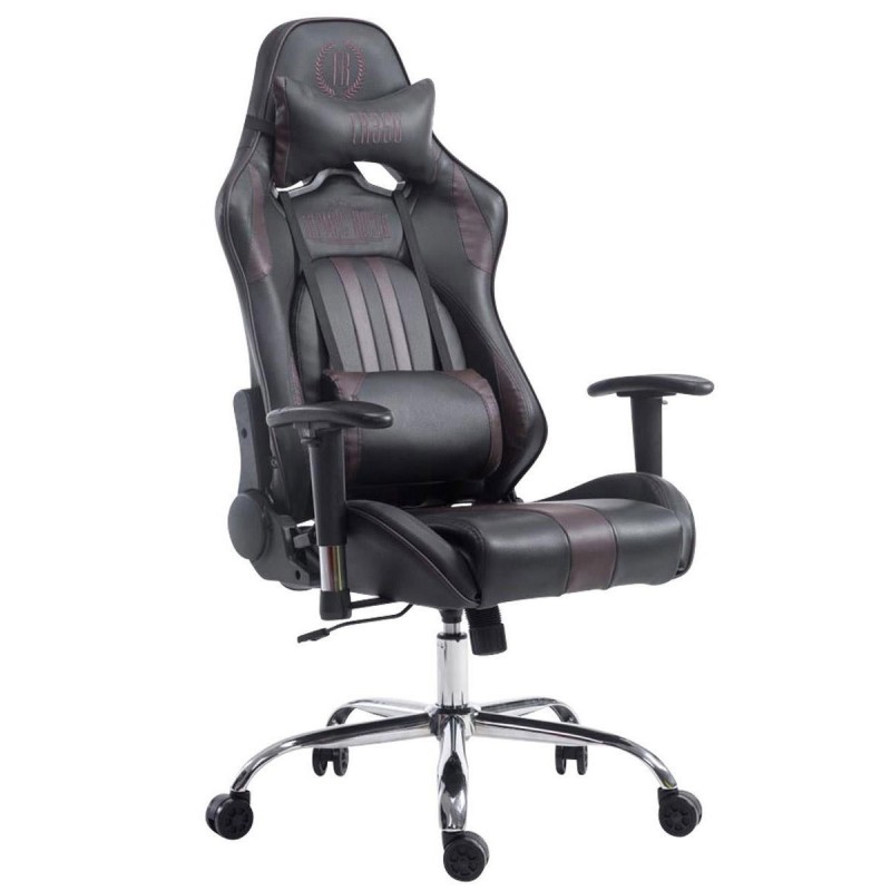 Silla gaming LOGAN, reclinable, con cojines, en piel color negro/blanco