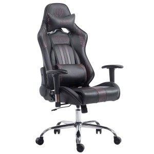 Silla gaming LOGAN, reclinable, con cojines, en piel color negro/blanco