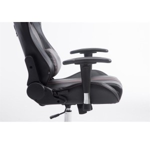 Silla gaming LOGAN, reclinable, con cojines, en piel color negro/blanco
