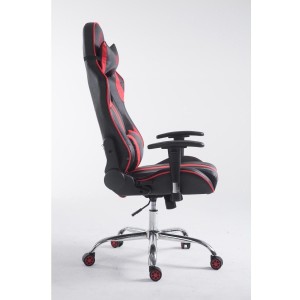 Silla gaming LOGAN, reclinable, con cojines, en piel color negro/blanco