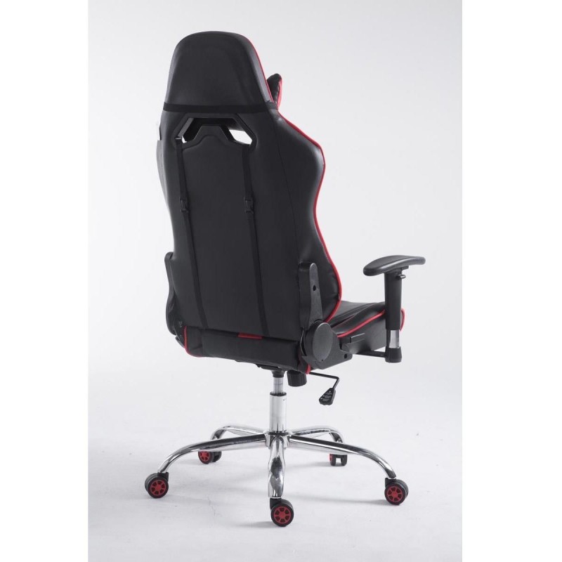 Silla gaming LOGAN, reclinable, con cojines, en piel color negro/blanco