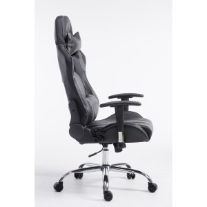 Silla gaming LOGAN, reclinable, con cojines, en piel color negro/blanco