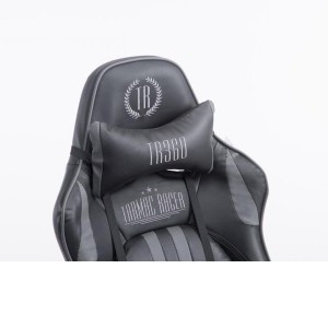 Silla gaming LOGAN, reclinable, con cojines, en piel color negro/blanco