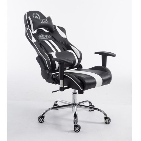 Silla gaming LOGAN, reclinable, con cojines, en piel color negro/blanco 2